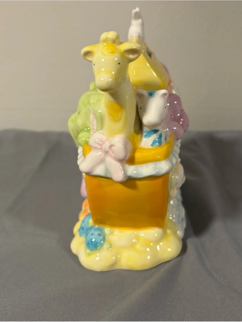 Pastel Animal Ark Ceramic Money Bank - Yellow, Pink, Green